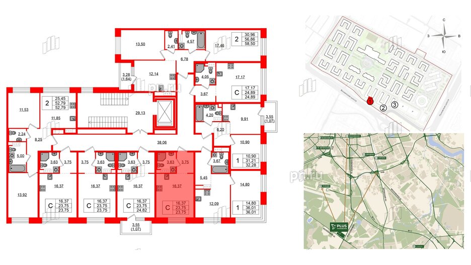 Квартира в ЖК Plus Пулковский, студия, 23.75 м², 4 этаж