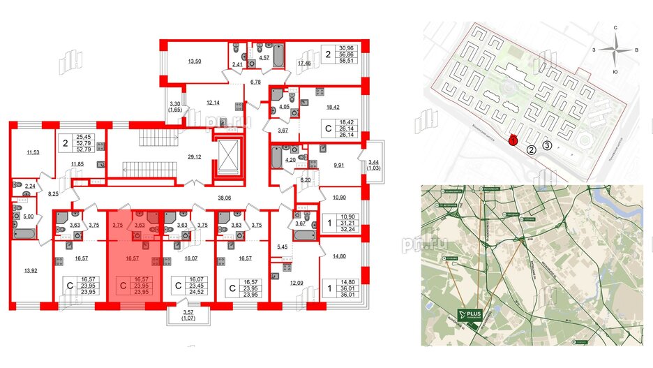 Квартира в ЖК Plus Пулковский, студия, 23.95 м², 5 этаж