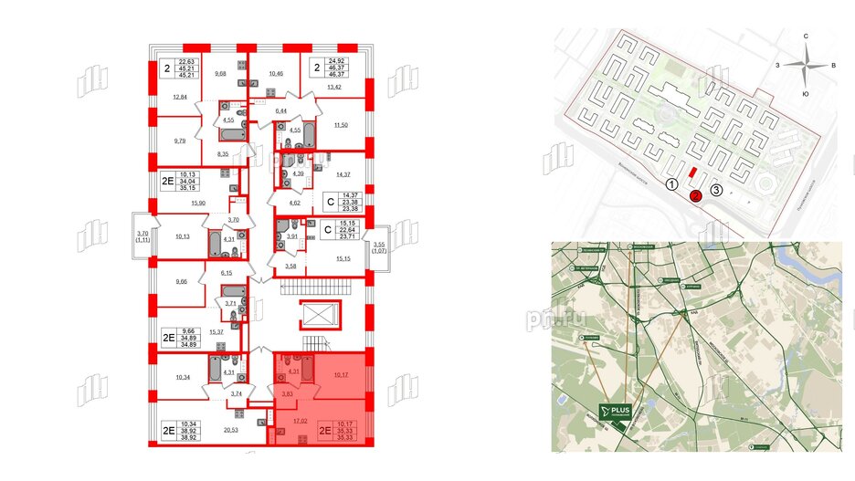 Квартира в ЖК Plus Пулковский, 1 комнатная, 35.33 м², 4 этаж