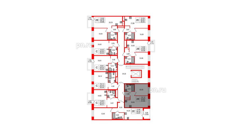 Квартира в ЖК Plus Пулковский, 1 комнатная, 34.92 м², 3 этаж