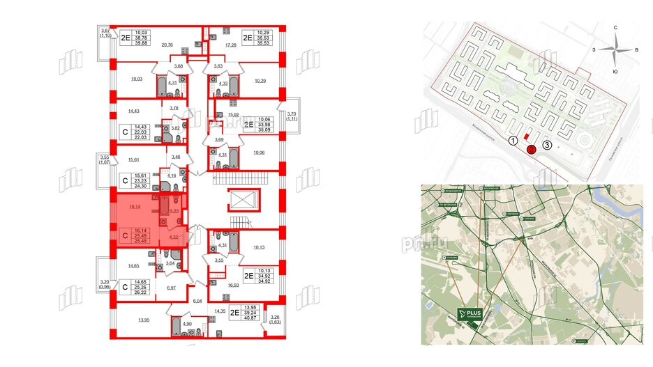 Квартира в ЖК Plus Пулковский, студия, 25.49 м², 4 этаж