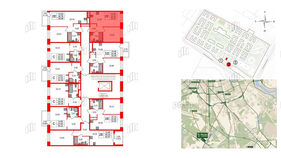 Квартира в ЖК Plus Пулковский, 1 комнатная, 35.53 м², 4 этаж