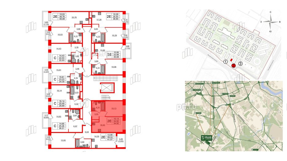 Квартира в ЖК Plus Пулковский, 1 комнатная, 34.92 м², 5 этаж