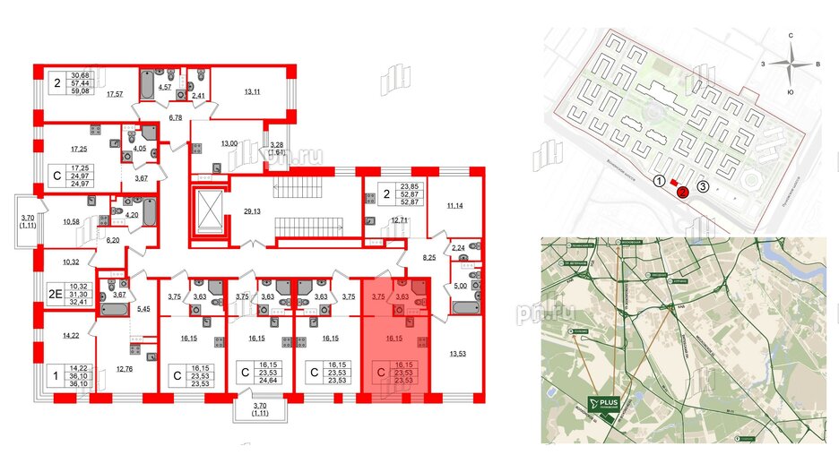 Квартира в ЖК Plus Пулковский, студия, 23.53 м², 4 этаж