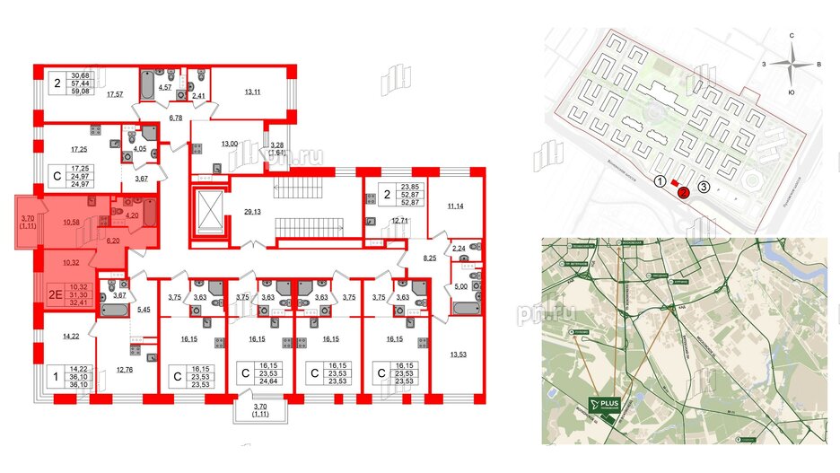 Квартира в ЖК Plus Пулковский, 1 комнатная, 31.78 м², 4 этаж