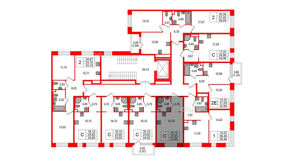 Квартира в ЖК Plus Пулковский, студия, 23.85 м², 2 этаж