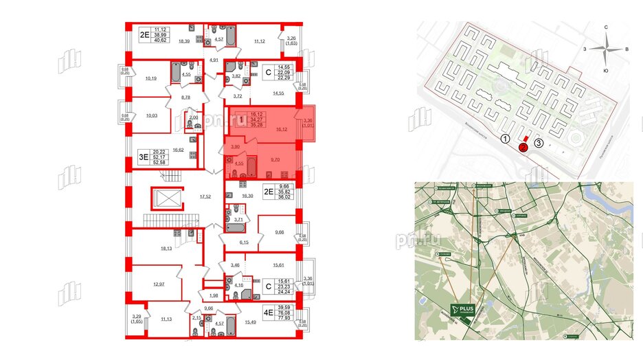 Квартира в ЖК Plus Пулковский, 1 комнатная, 34.95 м², 5 этаж