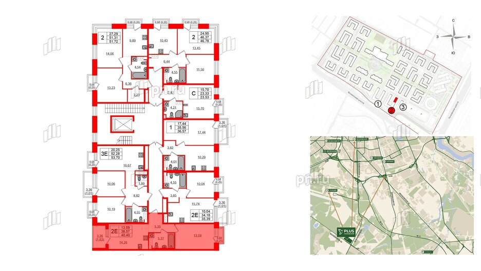 Квартира в ЖК Plus Пулковский, 1 комнатная, 39.37 м², 5 этаж