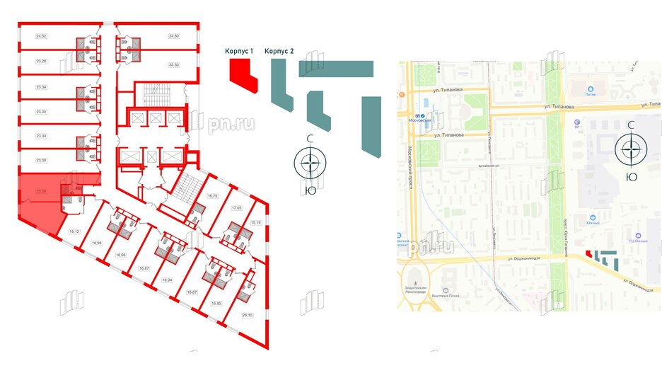 Апартаменты в ЖК Вертикаль на Московской (корп.1), студия, 35 м², 16 этаж