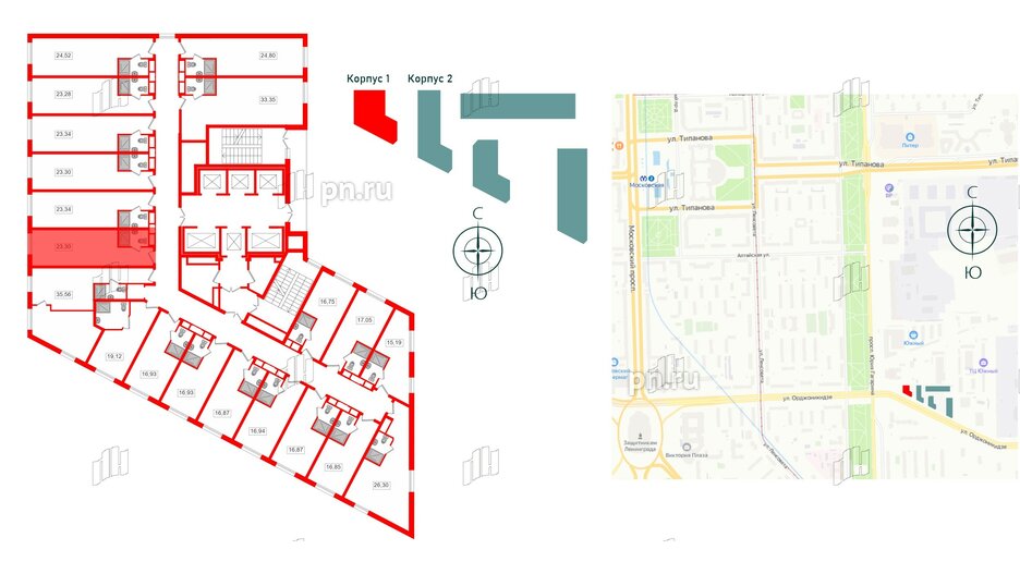 Апартаменты в ЖК Вертикаль на Московской (корп.1), студия, 22.8 м², 23 этаж