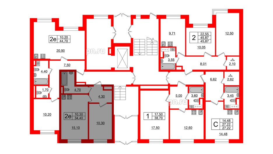 Квартира в ЖК Sertolovo Park, 1 комнатная, 34.4 м², 1 этаж