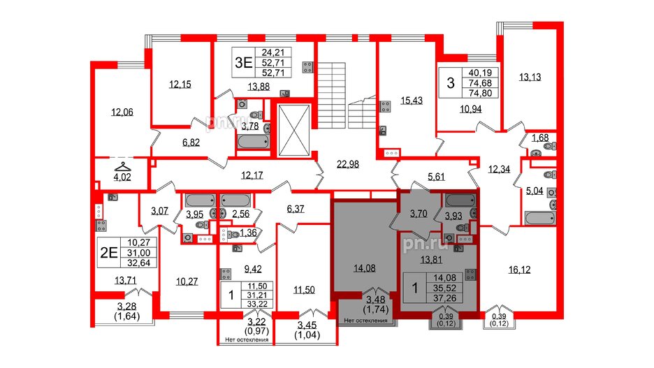 Квартира в ЖК Sertolovo Park, 1 комнатная, 37.26 м², 2 этаж