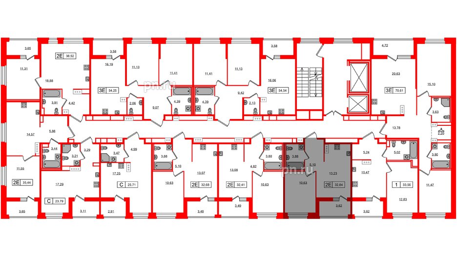 Квартира в ЖК Ultra City 3.0, 1 комнатная, 32.84 м², 4 этаж