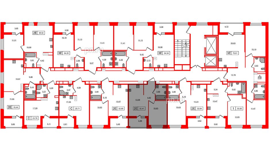 Квартира в ЖК Ultra City 3.0, 1 комнатная, 32.41 м², 4 этаж