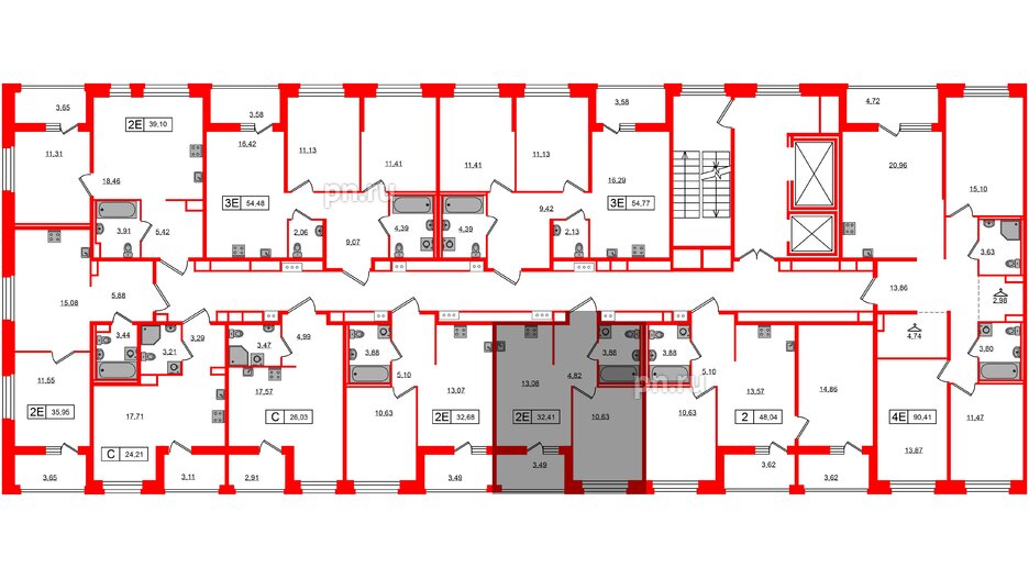 Квартира в ЖК Ultra City 3.0, 1 комнатная, 32.41 м², 2 этаж