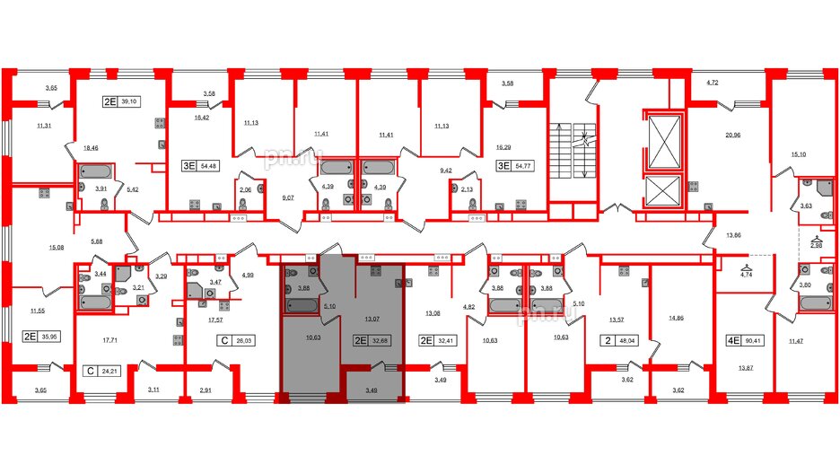 Квартира в ЖК Ultra City 3.0, 1 комнатная, 32.68 м², 2 этаж