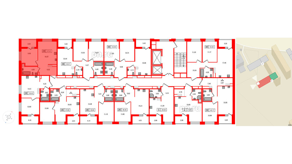 Квартира в ЖК «Ультра Сити 3.0», 1 комнатная, 37.41 м², 15 этаж