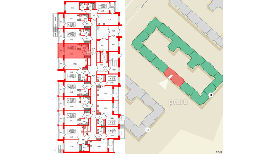 Квартира в ЖК Univer City, студия, 25.13 м², 1 этаж