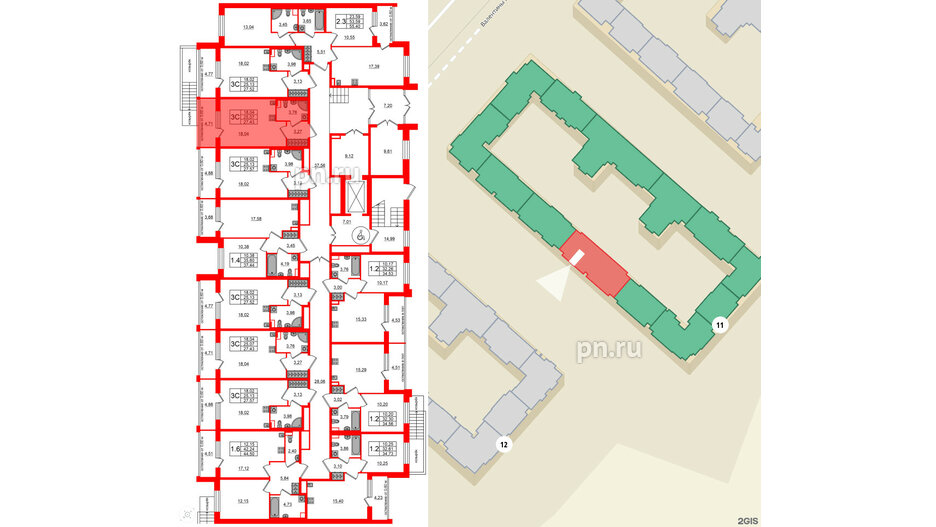 Квартира в ЖК Univer City, студия, 25.07 м², 1 этаж