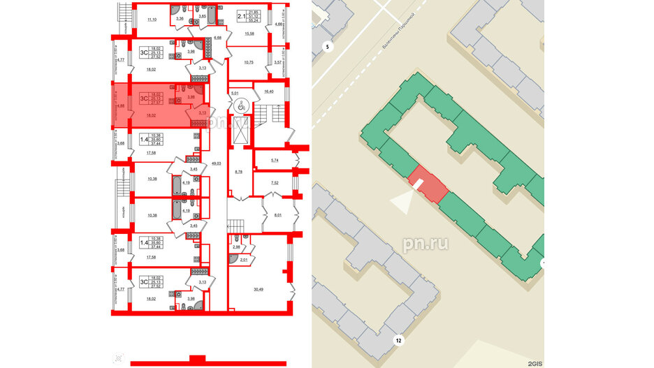 Квартира в ЖК Univer City, студия, 25.13 м², 1 этаж