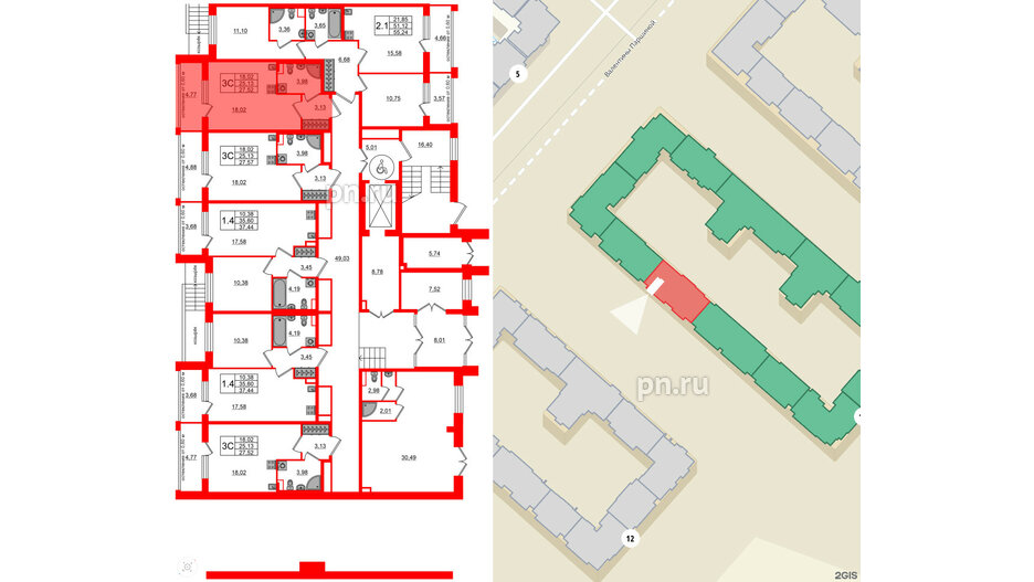 Квартира в ЖК Univer City, студия, 25.13 м², 1 этаж
