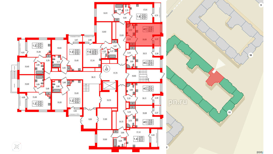 Квартира в ЖК Univer City, студия, 24.88 м², 1 этаж