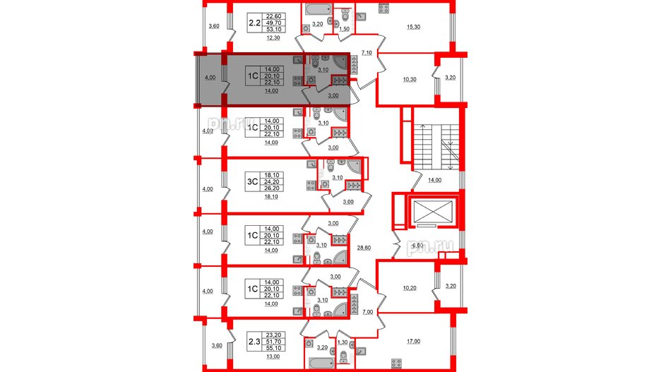 Квартира в ЖК Univer City, студия, 20.1 м², 4 этаж