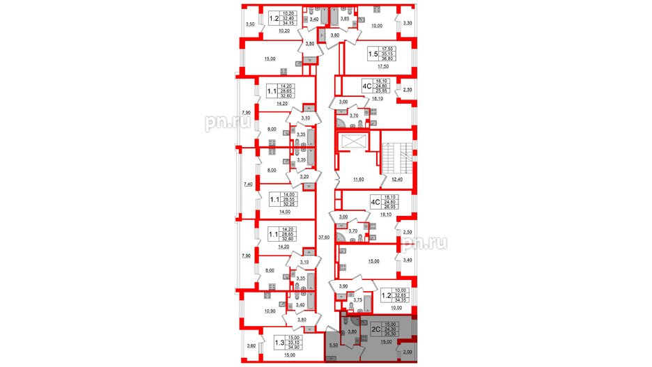 Квартира в ЖК Univer City, студия, 24.4 м², 3 этаж