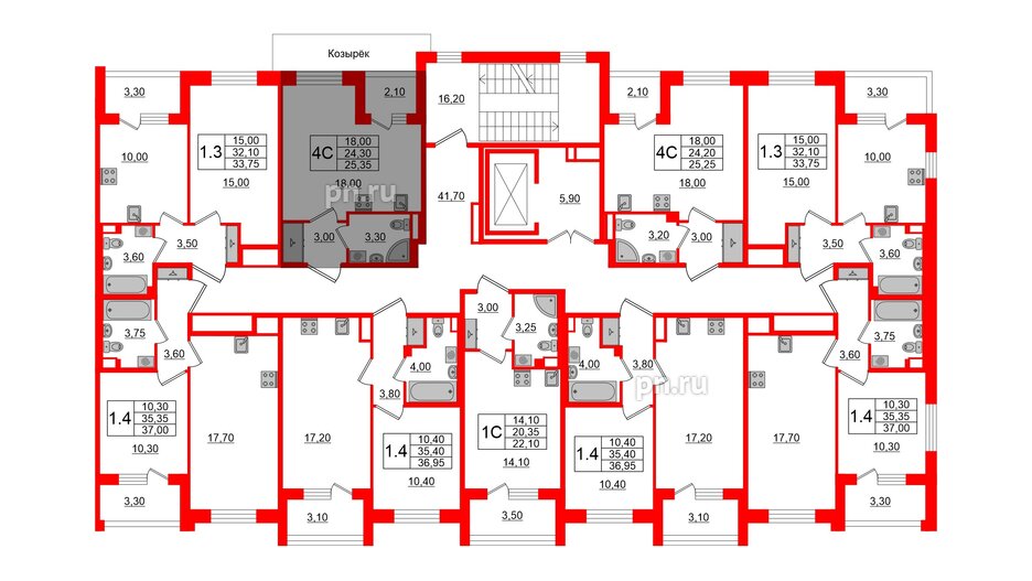 Квартира в ЖК Univer City, студия, 24.5 м², 2 этаж