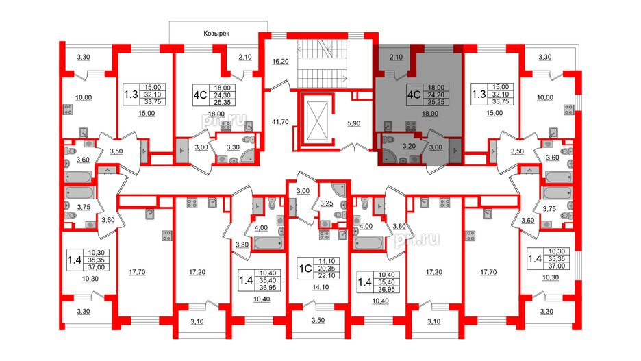 Квартира в ЖК Univer City, студия, 24.4 м², 2 этаж