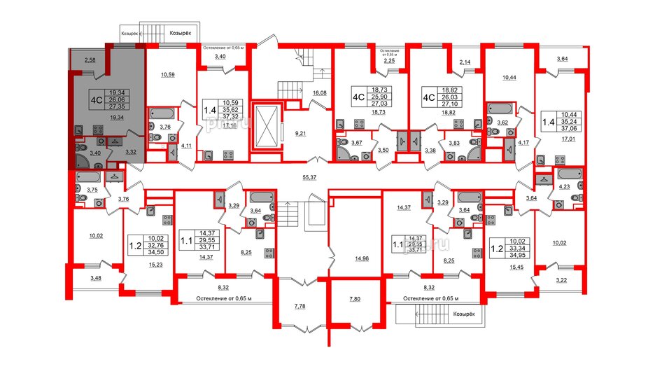 Квартира в ЖК Univer City, студия, 26.06 м², 1 этаж