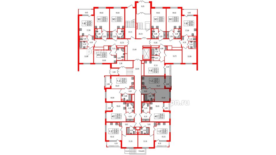 Квартира в ЖК 'Univer City', 1 комнатная, 34.01 м², 1 этаж