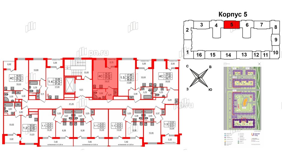 Квартира в ЖК 'Univer City', студия, 26.2 м², 4 этаж