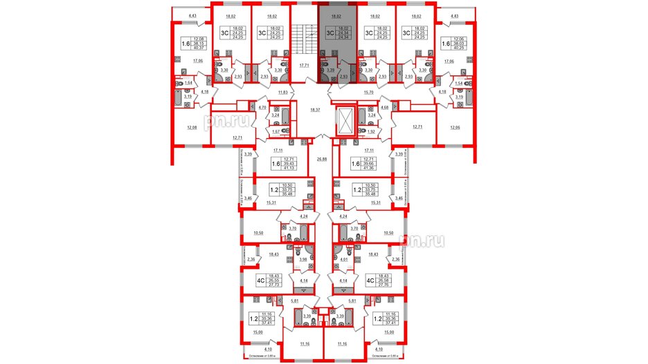 Квартира в ЖК Univer City, студия, 24.34 м², 3 этаж