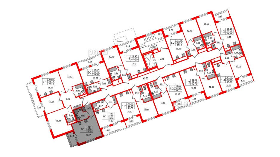 Квартира в ЖК Univer City, студия, 25.36 м², 2 этаж