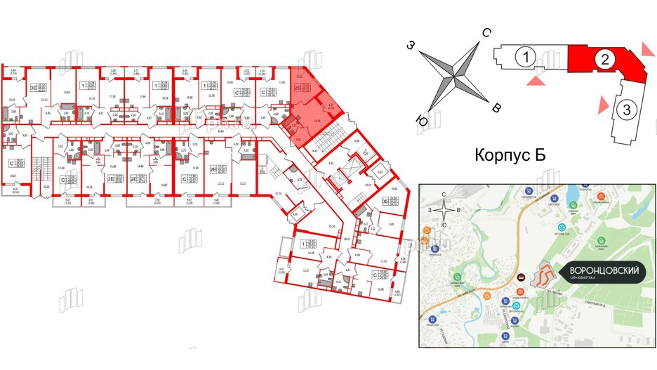 Квартира в ЖК UP-квартал Воронцовский, 1 комнатная, 37.34 м², 1 этаж