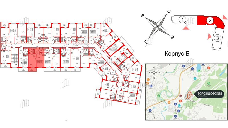 Квартира в ЖК UP-квартал Воронцовский, 1 комнатная, 39.96 м², 11 этаж