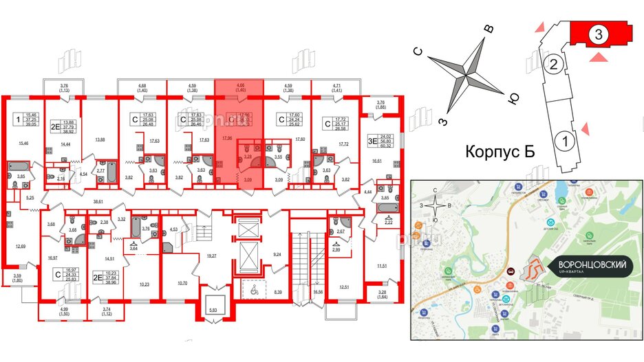 Квартира в ЖК UP-квартал Воронцовский, студия, 25.73 м², 1 этаж