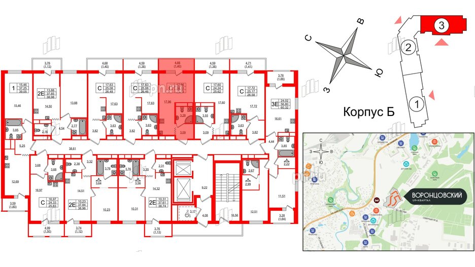 Квартира в ЖК UP-квартал Воронцовский, студия, 25.73 м², 12 этаж