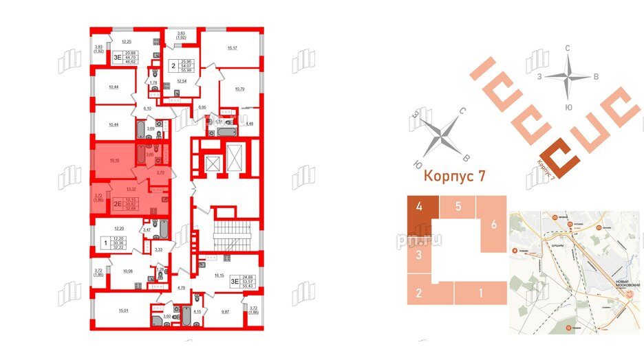 Квартира в ЖК UP-квартал Новый Московский, 1 комнатная, 32.68 м², 10 этаж