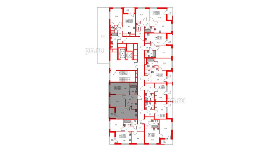 Квартира в ЖК UP-квартал Новый Московский, 2 комнатная, 55.34 м², 9 этаж