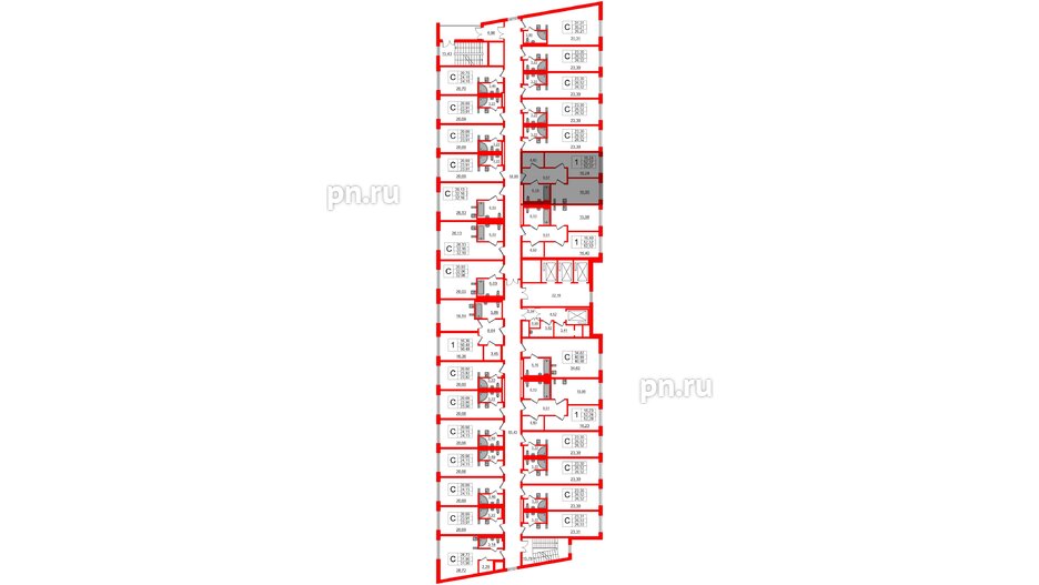 Апартаменты в ЖК VALO, 1 комнатные, 52.37 м², 4 этаж