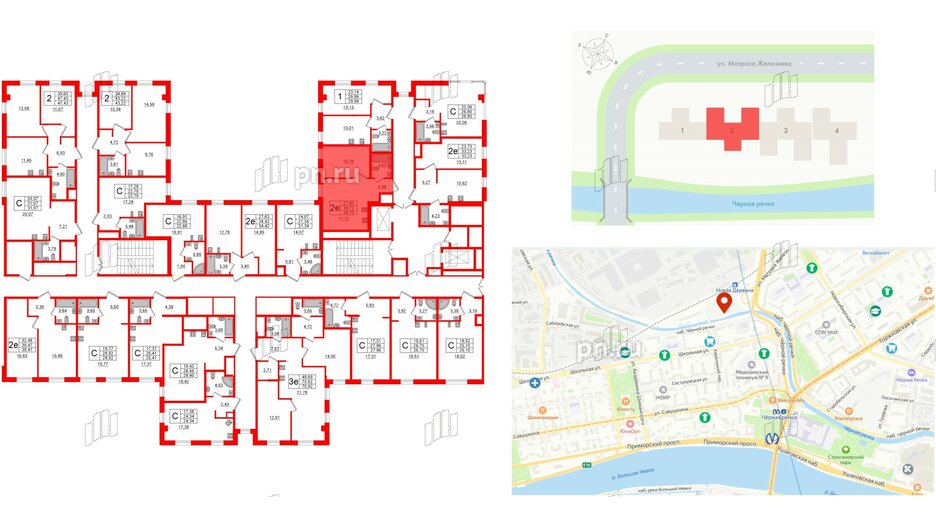 Апартаменты в ЖК ZOOM Черная речка, 1 комнатные, 34.73 м², 4 этаж