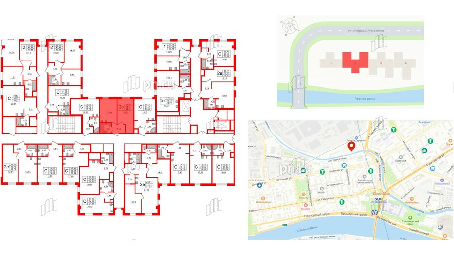 Апартаменты в ЖК ZOOM Черная речка, 1 комнатные, 34.62 м², 8 этаж