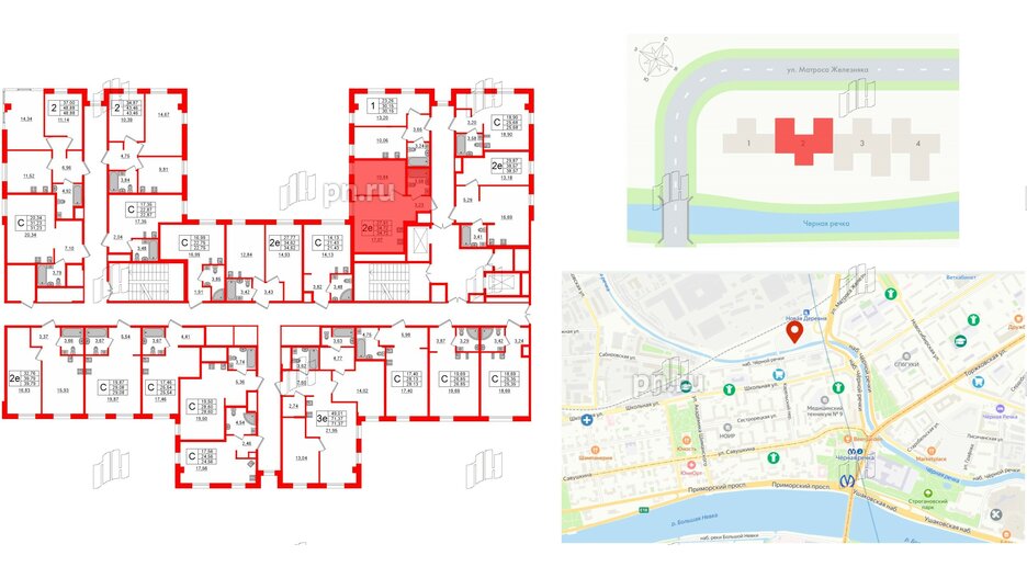 Апартаменты в ЖК ZOOM Черная речка, 1 комнатные, 34.72 м², 8 этаж