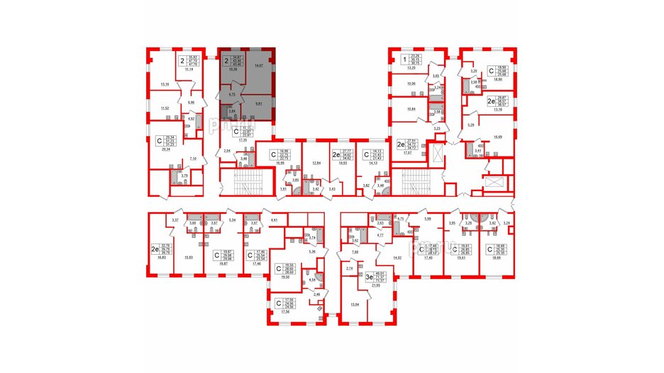 Апартаменты в ЖК ZOOM Черная речка, 2 комнатные, 43.46 м², 9 этаж