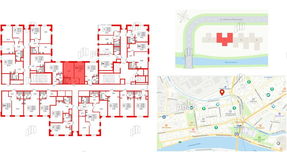 Апартаменты в ЖК ZOOM Черная речка, 1 комнатные, 34.62 м², 11 этаж