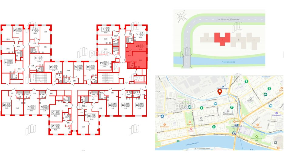 Апартаменты в ЖК «Зум Черная речка», 1 комнатные, 38.57 м², 12 этаж