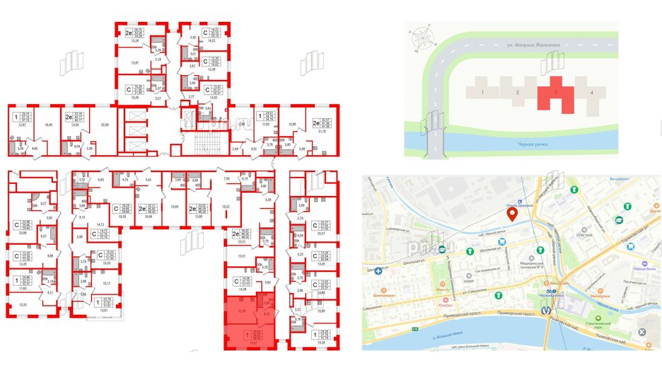 Апартаменты в ЖК ZOOM Черная речка, 1 комнатные, 36.83 м², 5 этаж