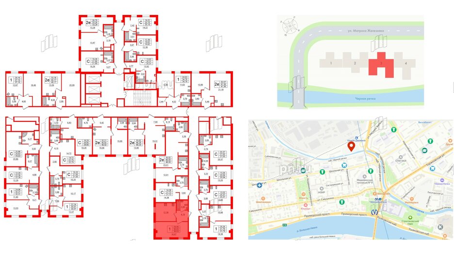 Апартаменты в ЖК ZOOM Черная речка, 1 комнатные, 36.83 м², 6 этаж